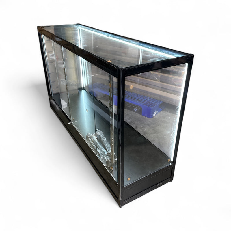 Floor Counter Glass Display 4 Adjustable Shelves With LED Lights ￼
