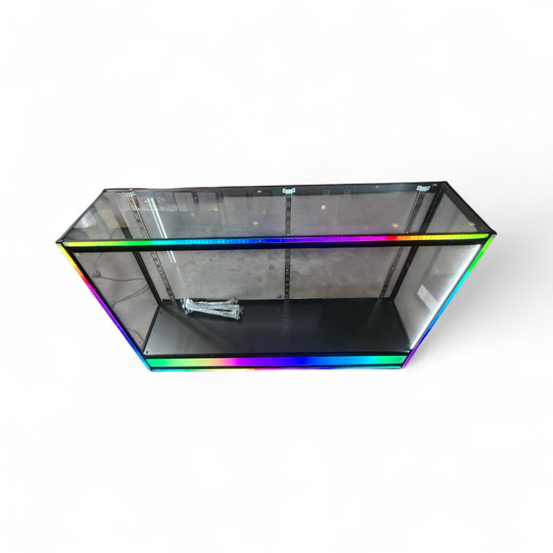 Floor Counter Glass Display 4 Adjustable Shelves With LED Lights ￼