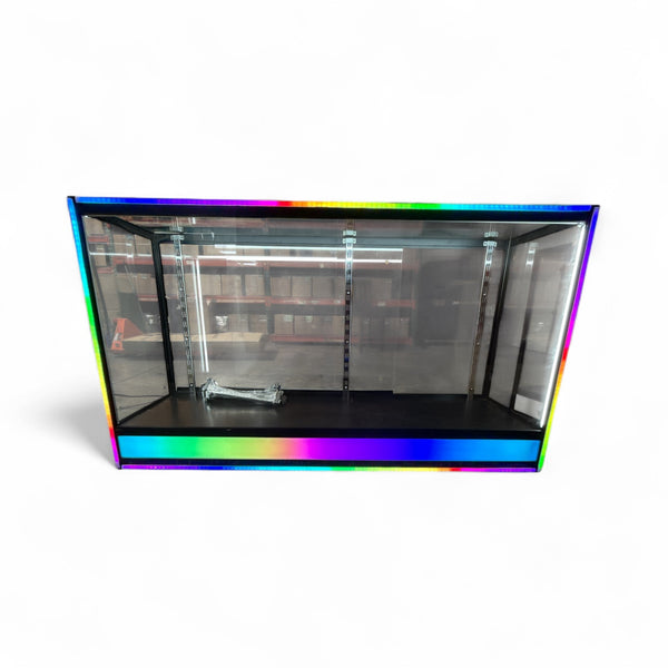 Floor Counter Glass Display 4 Adjustable Shelves With LED Lights ￼