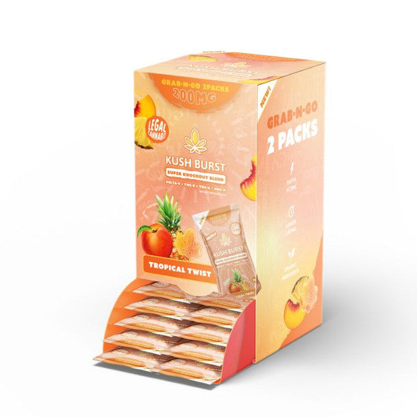 Kush Burst 200mg D8+THC-P+THC-X+HHC-P Super Knockout Blend Grab-N-Go 2Packs 50ct Display - Premium  from H&S WHOLESALE - Just $100.00! Shop now at H&S WHOLESALE